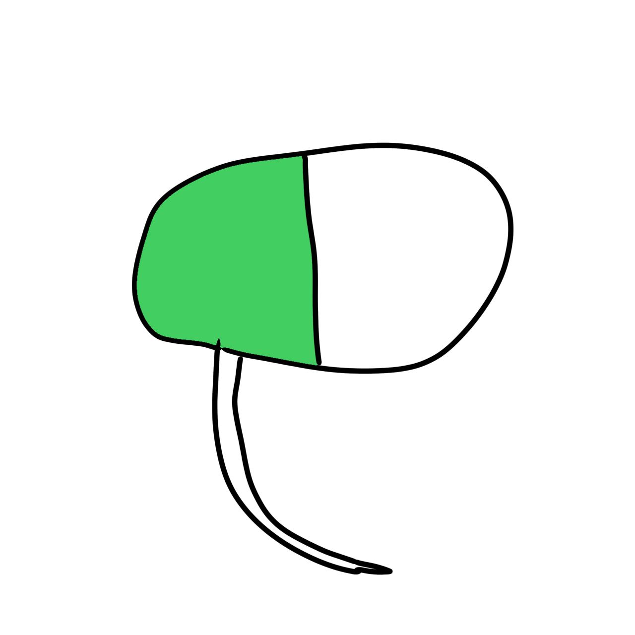 a half white half green speech bubble